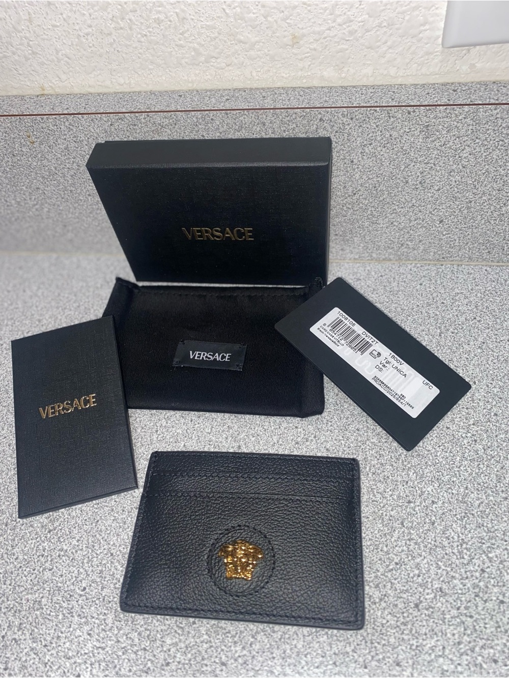 Versace La Medusa Black Leather Card Holder All Inclusive NWT - Picture 2 of 12